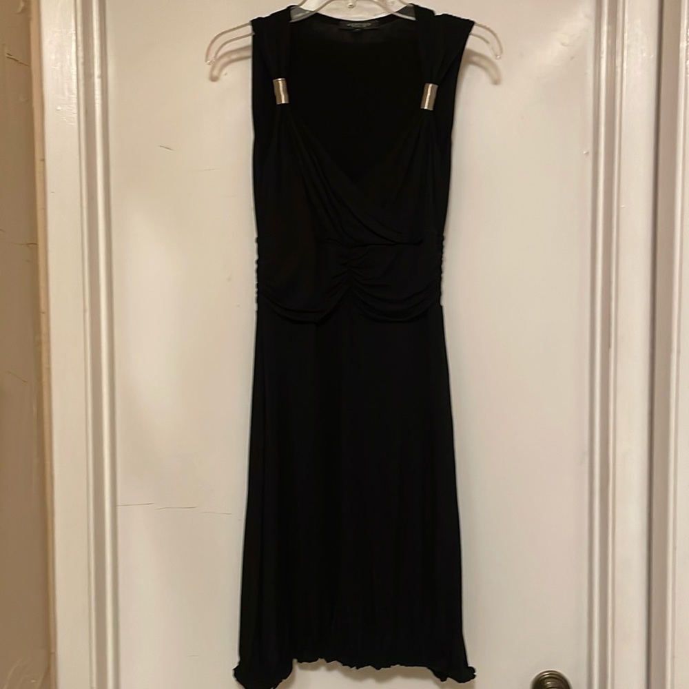 Vertigo Paris - Little Black Dress - Ruffle Edge Bottom - Cinch Waist - Silver